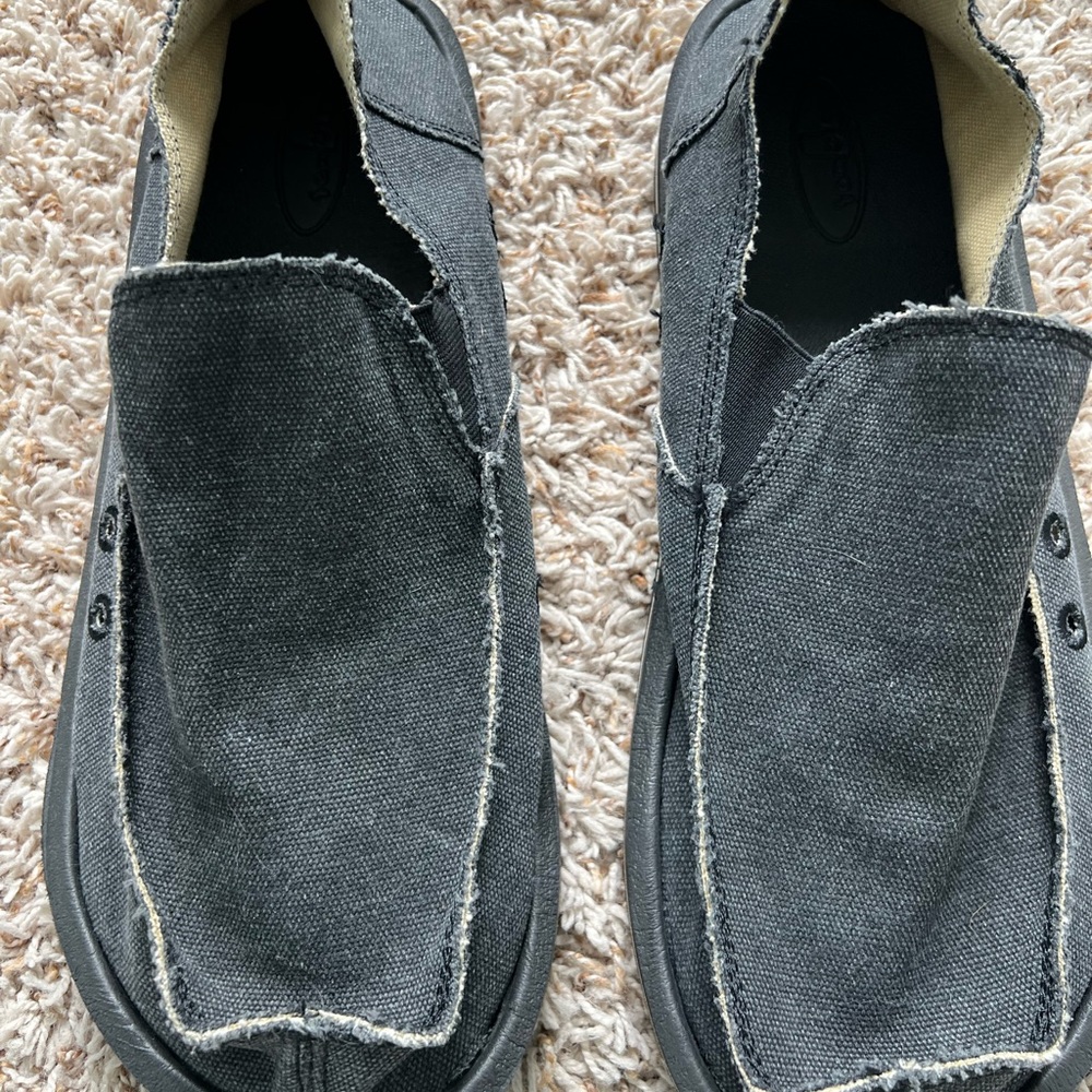Sanuk Mens Vagabond  Sz. 12 Charcoal Slipon Canvas Shoes Sandals